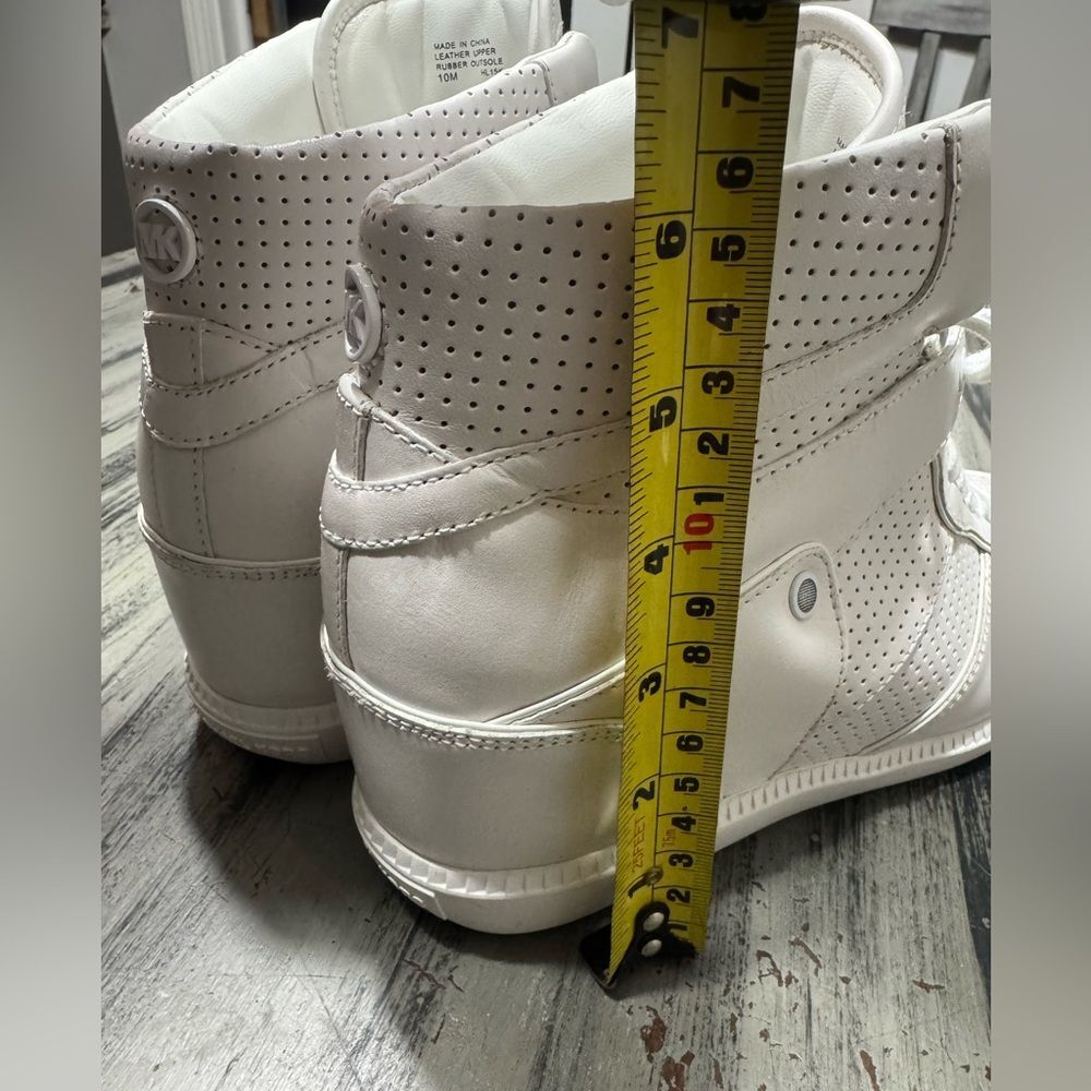 Michael Kors Women’s Nikko Optic White High-Top Hidden Wedge Sneakers Size 10 - Picture 8 of 12